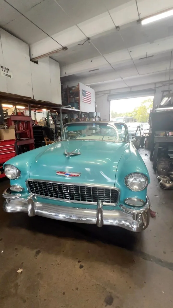 Classic Chevrolet Bel Air in the service bay
